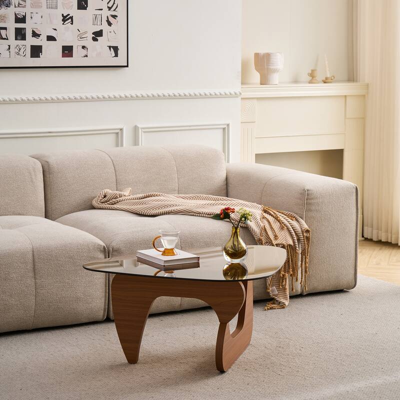 Farmhouse Glass Top Small Coffee Tables, Wood Center Table