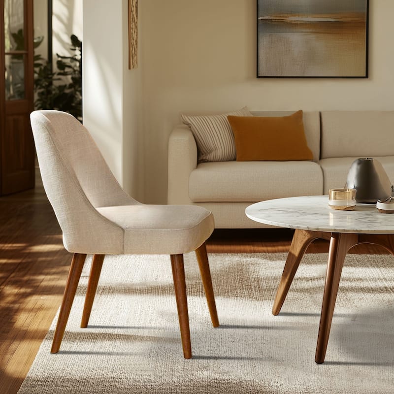 INK IVY Nola Upholstered Dining Side Chairs with Cutout Back design (Set of 2) - Cream