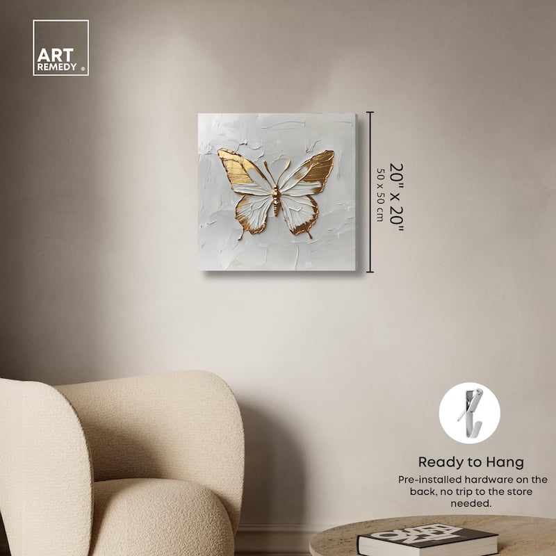 Simple Golden Butterfly Canvas by Art Remedy, Gallery Wrapped