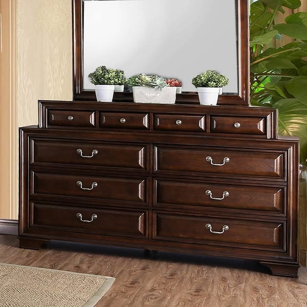 Oslo Transitional 10-Drawer 56-inch Wide Wood Dresser by Furniture of America - Brown Cherry Oslo Transitional 10-Drawer 56-inch Wide Wood Dresser by Furniture of America - Brown Cherry