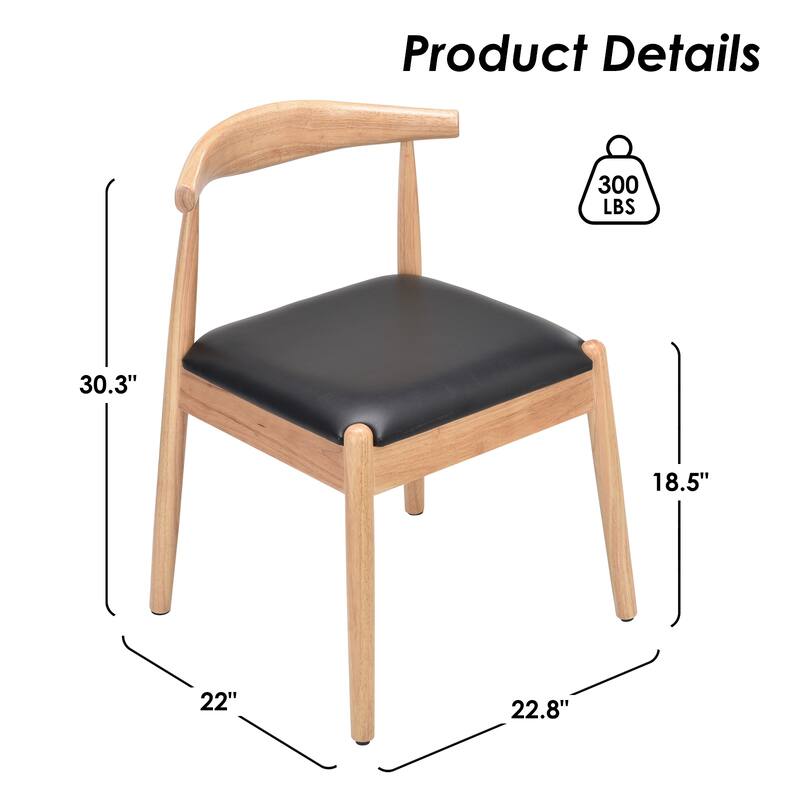 Natural Black Dining Chair Set of 2 Side Chair Office Chair Meeting Room Chairs with Curved Backrest