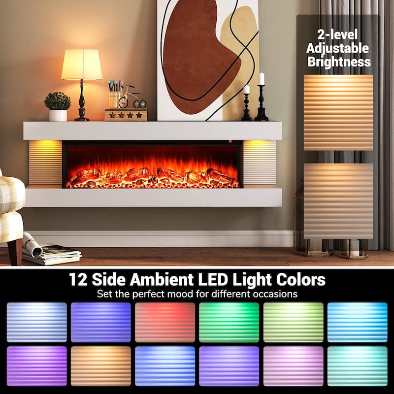Gymax 18'' 3-Sided Wall Mounted Electric Fireplace w/ 32''Wide