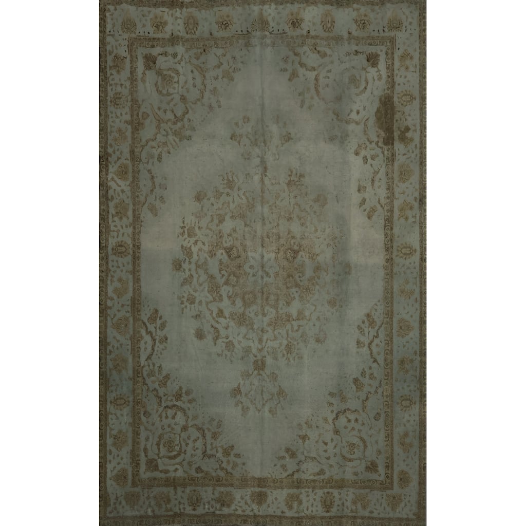 Hand Knotted Oriental 100% Wool Carpet Traditional Floral Green Tabriz Area Rug - 12' 7'' X 9' 3''