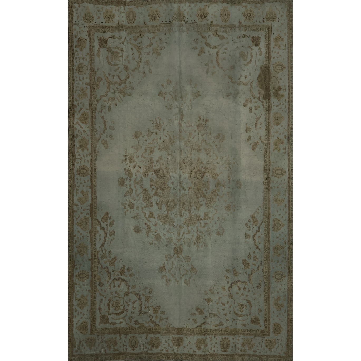 Hand Knotted Oriental 100% Wool Carpet Traditional Floral Green Tabriz Area Rug - 12' 7'' X 9' 3''