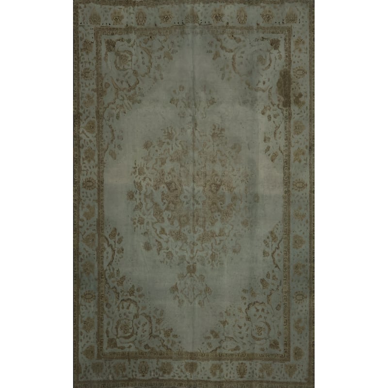 Hand Knotted Oriental 100% Wool Carpet Traditional Floral Green Tabriz Area Rug - 12' 7'' X 9' 3''