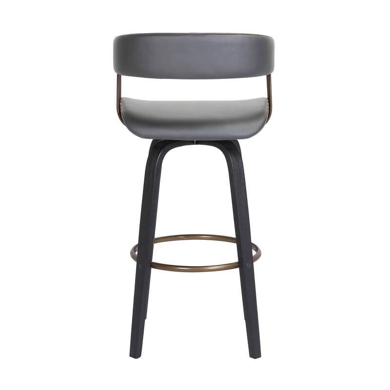 Topanga Modern Swivel Bar Stool, Upholstered Counter Height Chair with Bentwood Legs