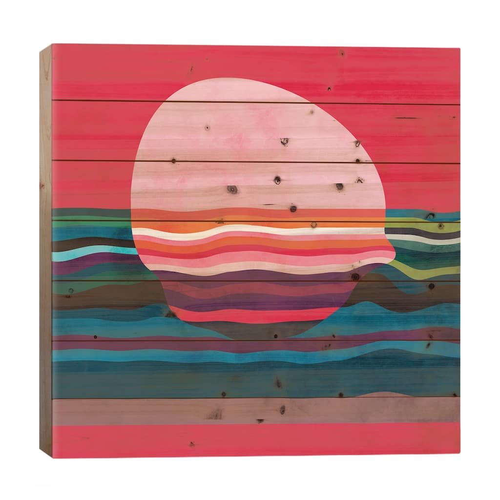 Pink Liquid Sun Print On Wood by Ana Rut Bré - Multi-Color