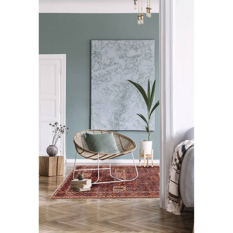 ECARPETGALLERY Hand-knotted Kayseri Vintage Dark Red Wool Rug - 6'6 x 9'9