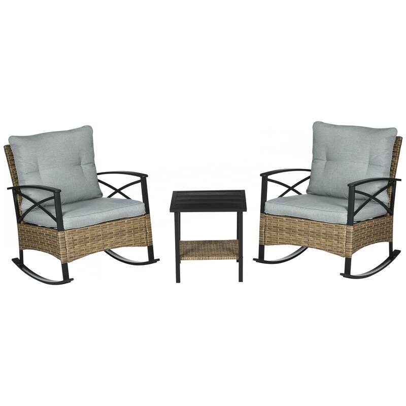 3 Piece Patio Rocking Chair Set