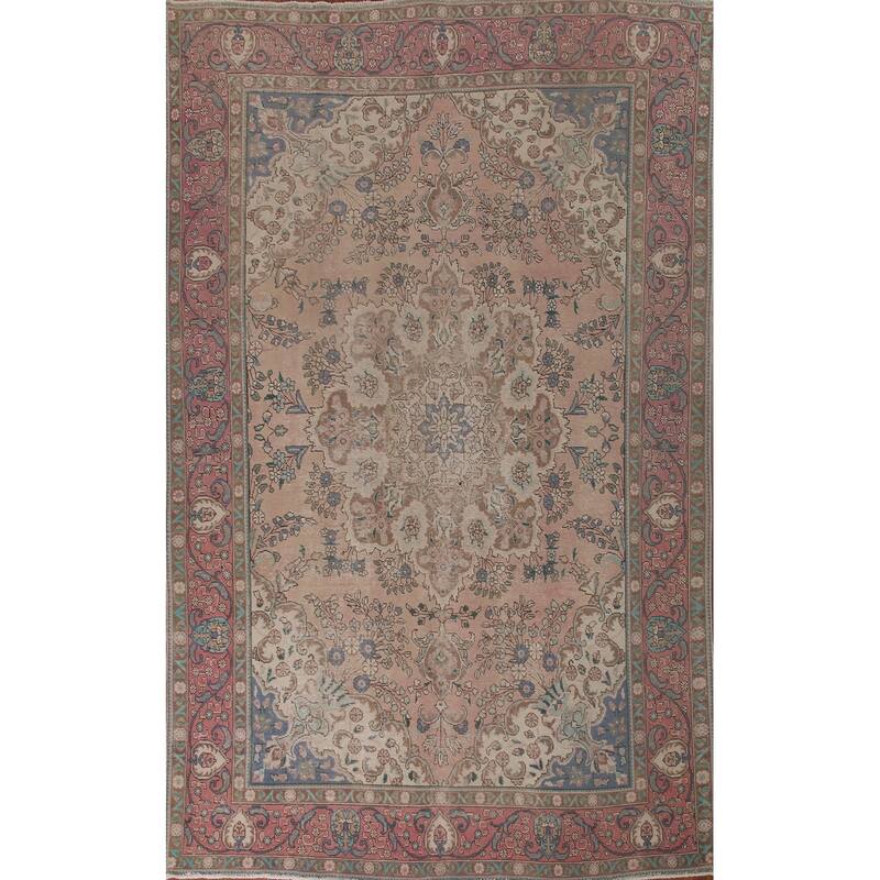 Tabriz Persian Vintage Area Rug Hand-knotted Wool Carpet - 8'10" x 12'10"