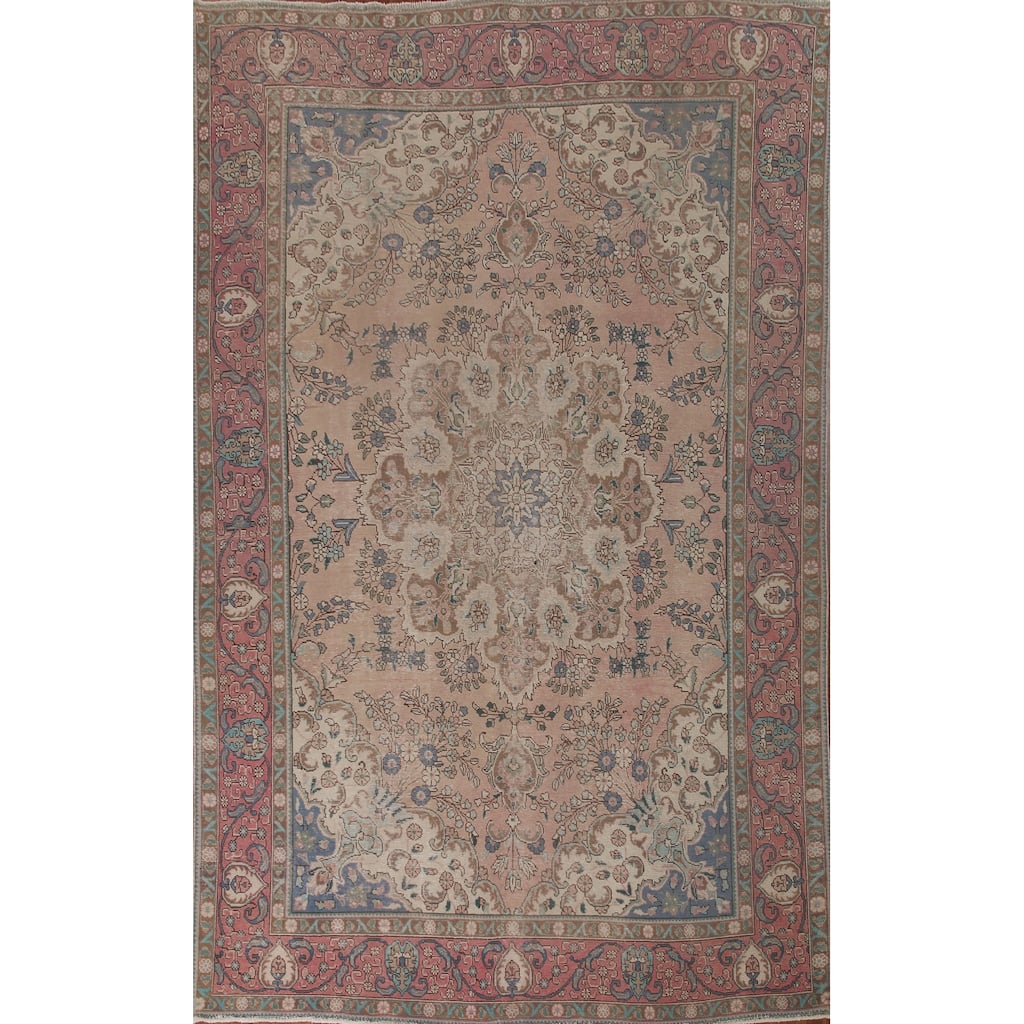 Tabriz Persian Vintage Area Rug Hand-knotted Wool Carpet - 8'10" x 12'10"