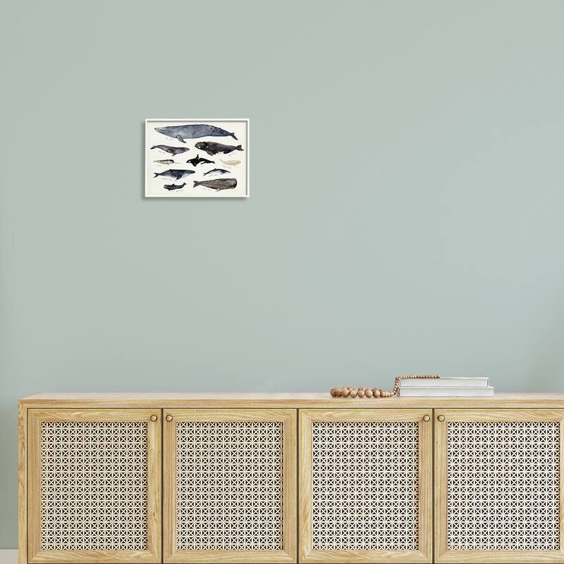 Stupell Vintage Nautical Chart of Whales Ocean LifeFramed Giclee Texturized Art by Victoria Barnes