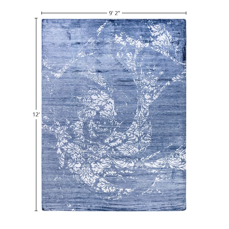 Modern One-of-a-Kind Hand-Knotted Area Rug - Gray, 9' 2" x 12' 0" - 9' 2" x 12' 0"