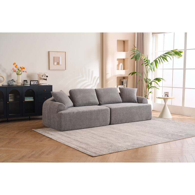 4-Seater Combined Sofa, Crochet Yarn Fabric, Full Sponge Compression Sofa,Combined Sofa With 4 Pillows