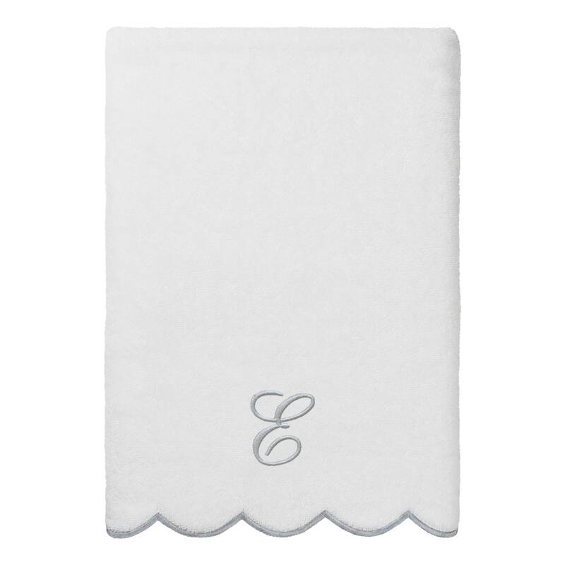 Authentic Hotel and Spa 100% Turkish Cotton Grey ADORNIA Scallop Personalized 3 Piece Towel Set - 3 Piece Set