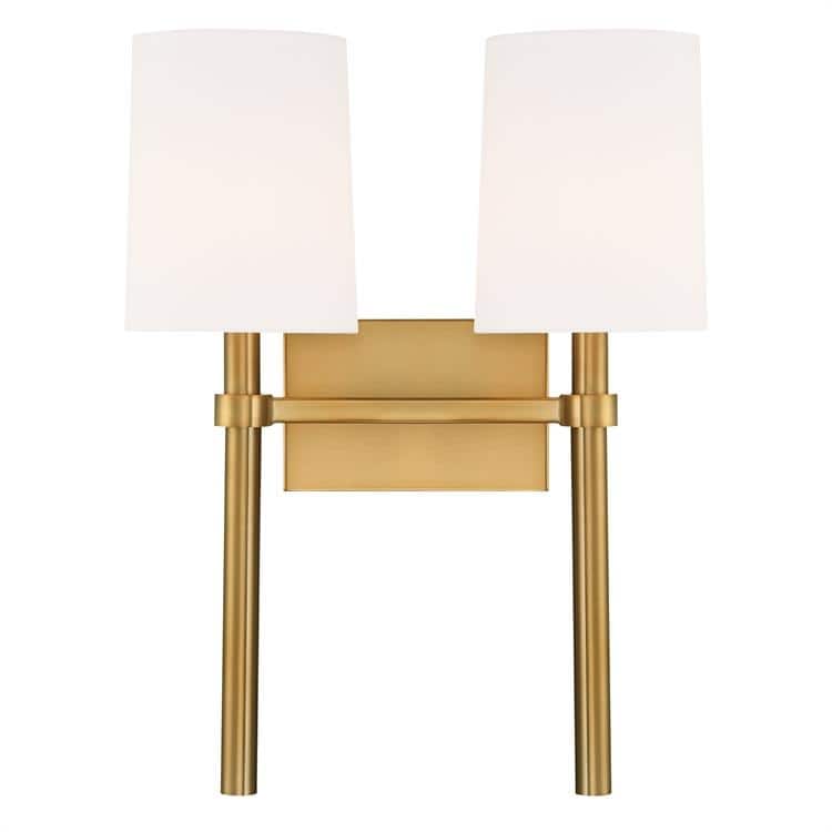 Bromley 2 Light Vibrant Gold Wall Mount - 13.75'' W x 18.37'' H x 7.125'' D