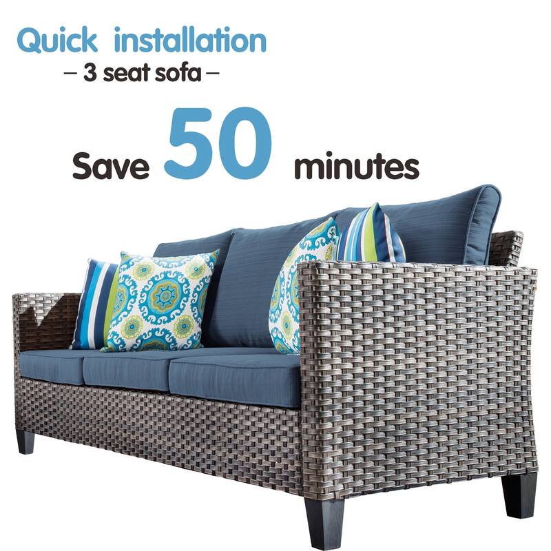 OVIOS Patio Furniture Wicker 5-piece Outdoor High-back Sectional Set