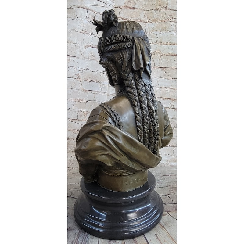 Native American Bust Of Woman Pocahontas Bronze Statue Sculpture Figure 19 Inches X 11 Inches