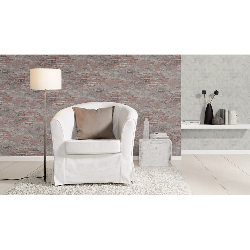 Rasch Templier Grey Distressed Brick Wallpaper