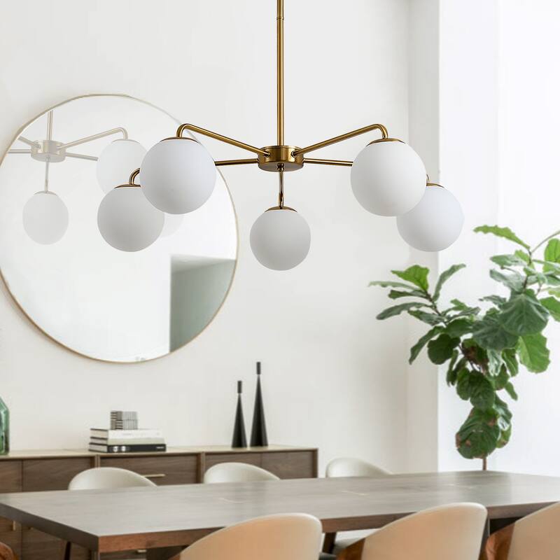 6 Lights Globe Mid Century Chandelier Sputnik Modern Pendant Lighting