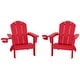 preview thumbnail 31 of 73, Laguna Kids Outdoor Poly Adirondack Chair with Cup Holder (Set of 2) Red