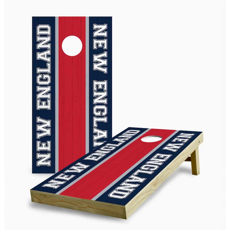 New England Patriots Striped Cornhole Game (Choose Wraps or Boards) - 2x4 Boards (24" x 48") - Include Carrying Case