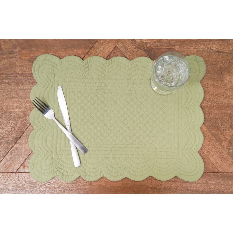 Quilted Scallop Placemat Sage Set 6