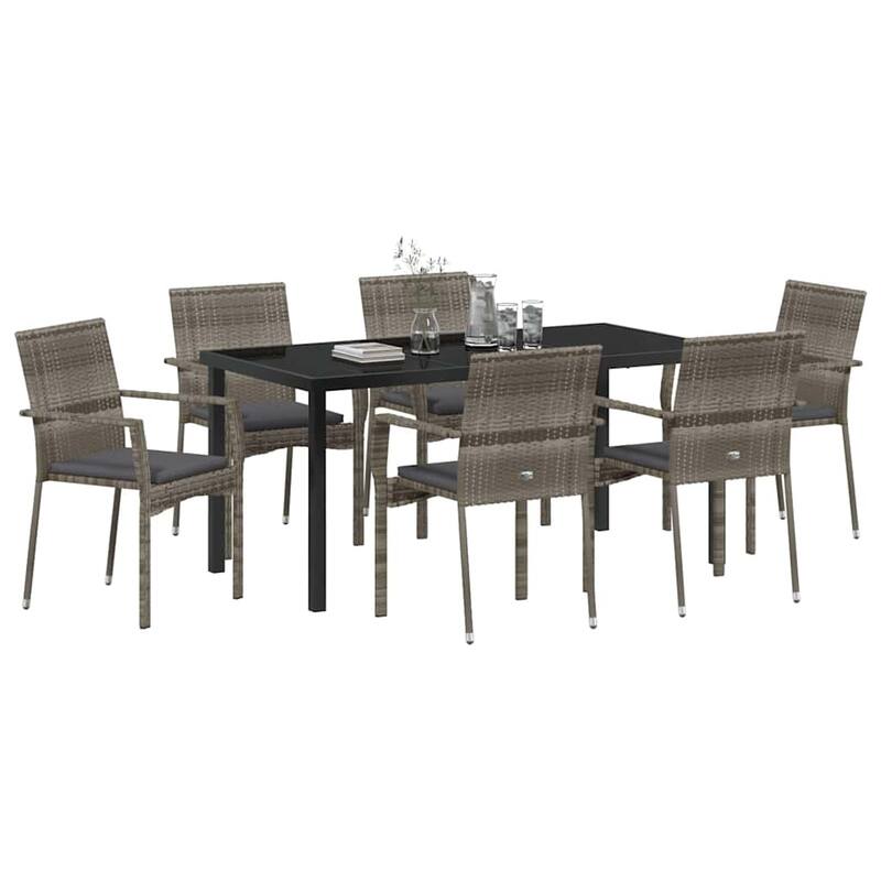 vidaXL Garden Dining Set with Cushion Poly Rattan