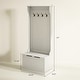 preview thumbnail 29 of 33, HOMCOM 28" 3-In-1 Entryway Hall Tree with Storage Bench, Coat Rack with Four Hooks and Shoe Storage, Gray