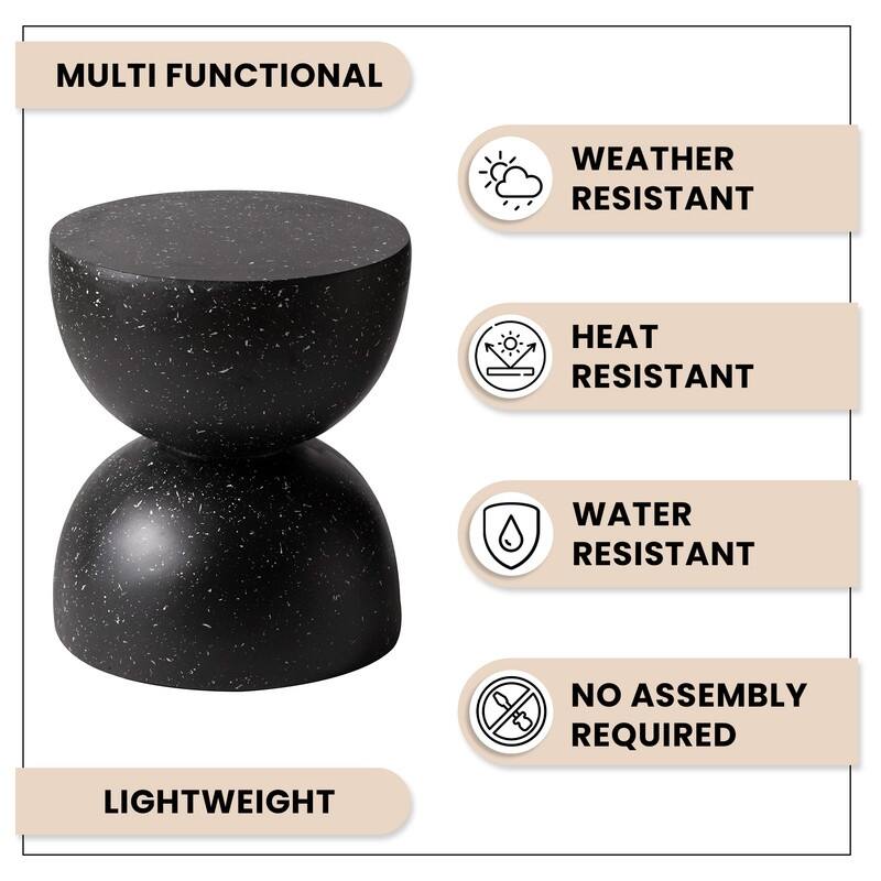 Sage Modern Minimalist Round Accent Side Table with Hourglass Design for Living Rooms, Offices or Gardens