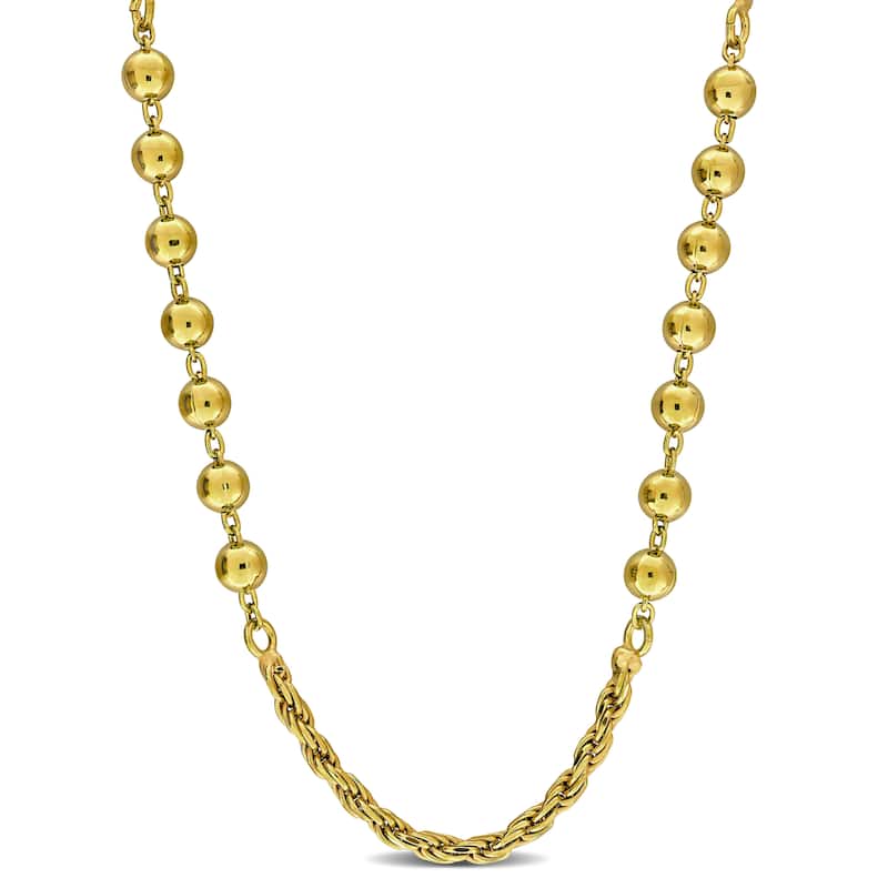 Miadora 2.5mm Rope 5mm Bead Necklace in Yellow Plated Sterling Silver