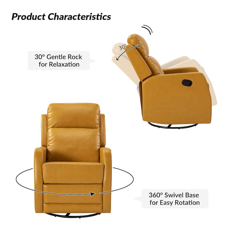Esteban Modern Faux Leather Manual Rocking Swivel Recliner with Wingback