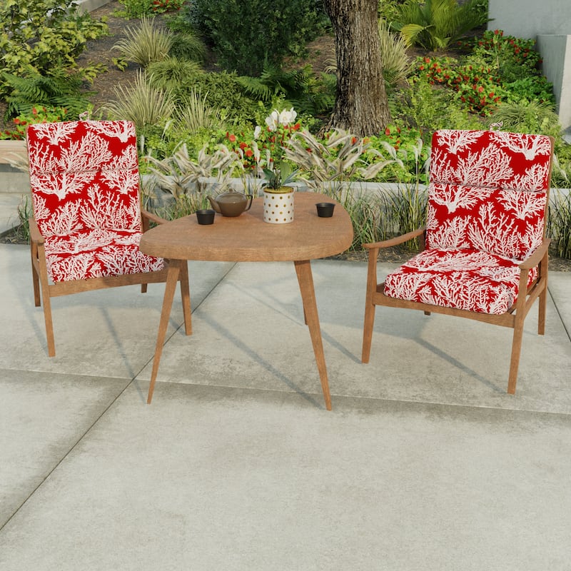22" x 44" Outdoor Chair Cushion with Ties and Loop - 44'' L x 22'' W x 4'' H