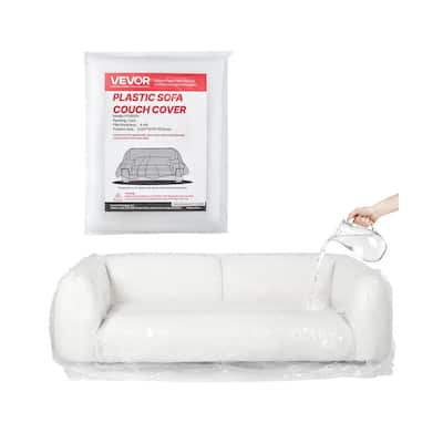 Large Plastic Couch Protector 4 Mil LDPE Furniture Cover for Storage Moving or Renovation - Transparent - 92 x 62 x 42 inch