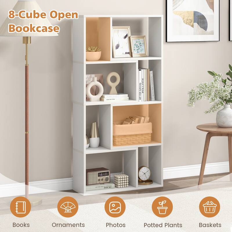 Gymax 4-Tier Geometric Bookshelf 48''/120 CM High Bookcase Modern