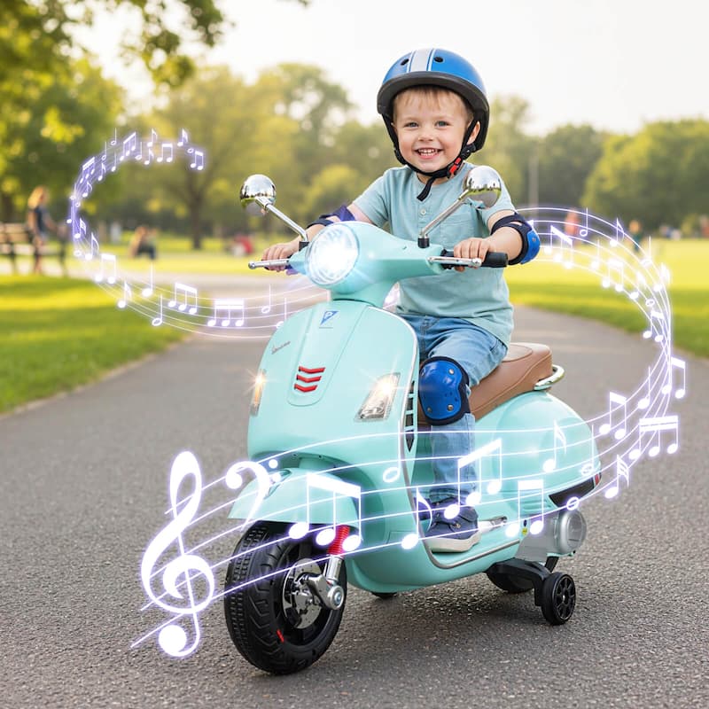 Costway Licensed VESPA 12V Kids Electric Motorcycle with Music Horn - See Details