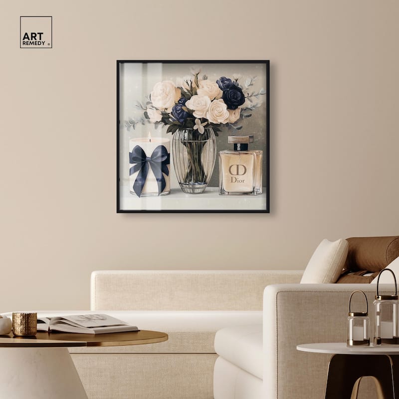 Ivory Perfume Flowers in Vase Shadowbox by Art Remedy