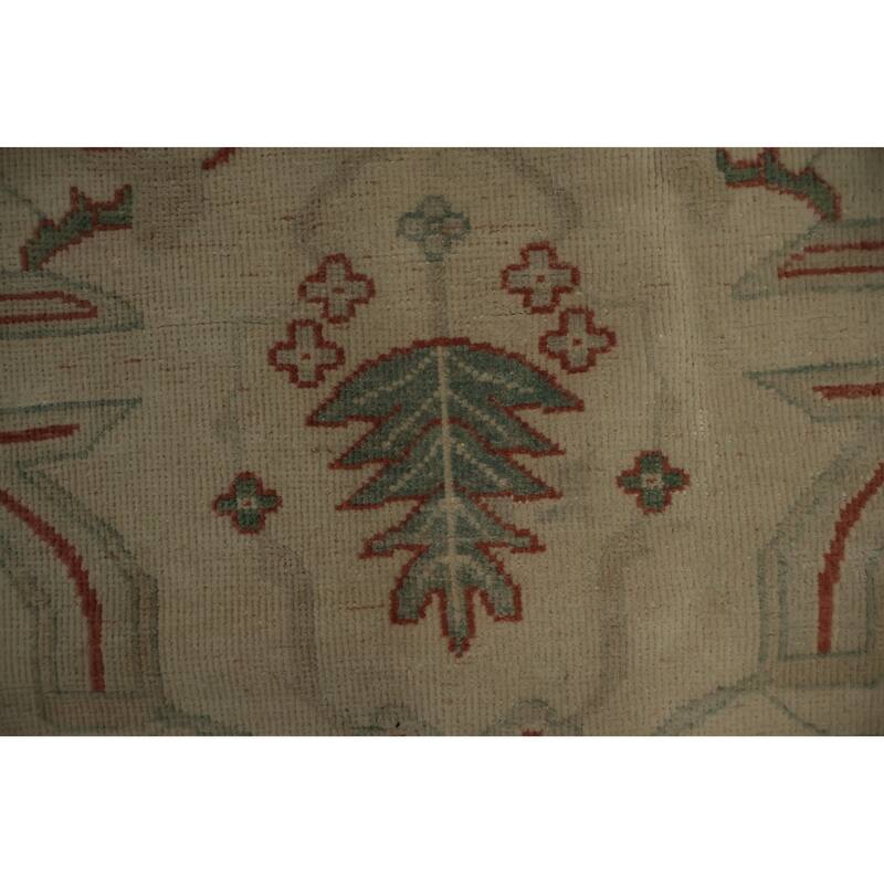Hand Knotted Oriental 100% Wool Carpet Traditional Floral Beige & Ivories Ziegler Area Rug - 13' 7'' X 9' 9''