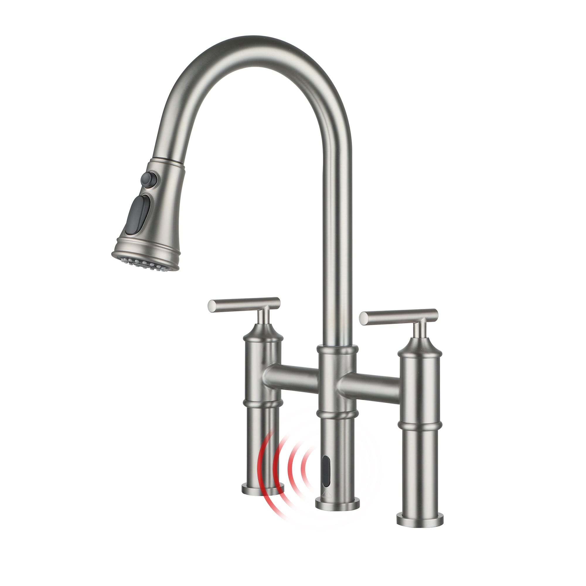 Double Handle Pull-Out Sprayer Bridge Kitchen Faucet
