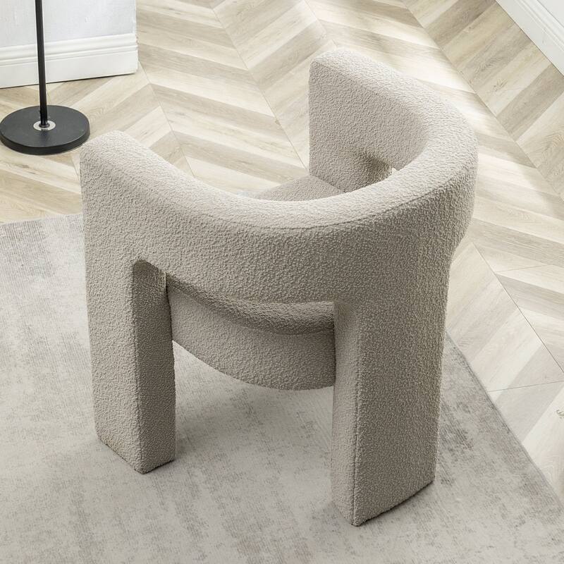 KINWELL 28" Wide Boucle Upholstered Square Armchair