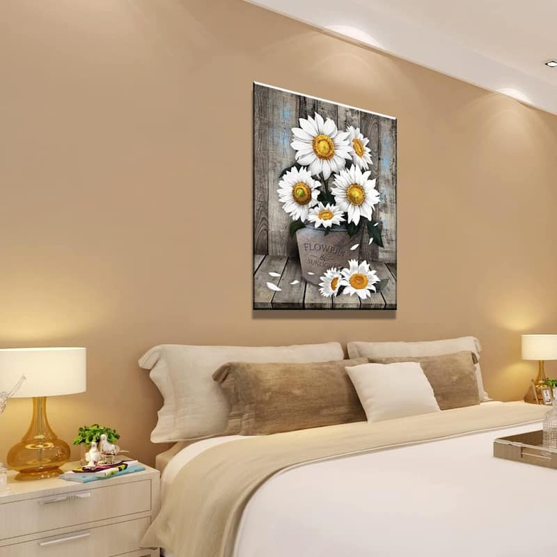 White Sunflower Wall Art Decor