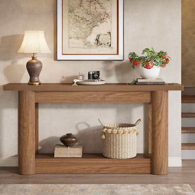 63-Inch Farmhouse Console Table for Entryway, 2-Tier Storage - 62.99" W x 11.81" D x 31.5" H