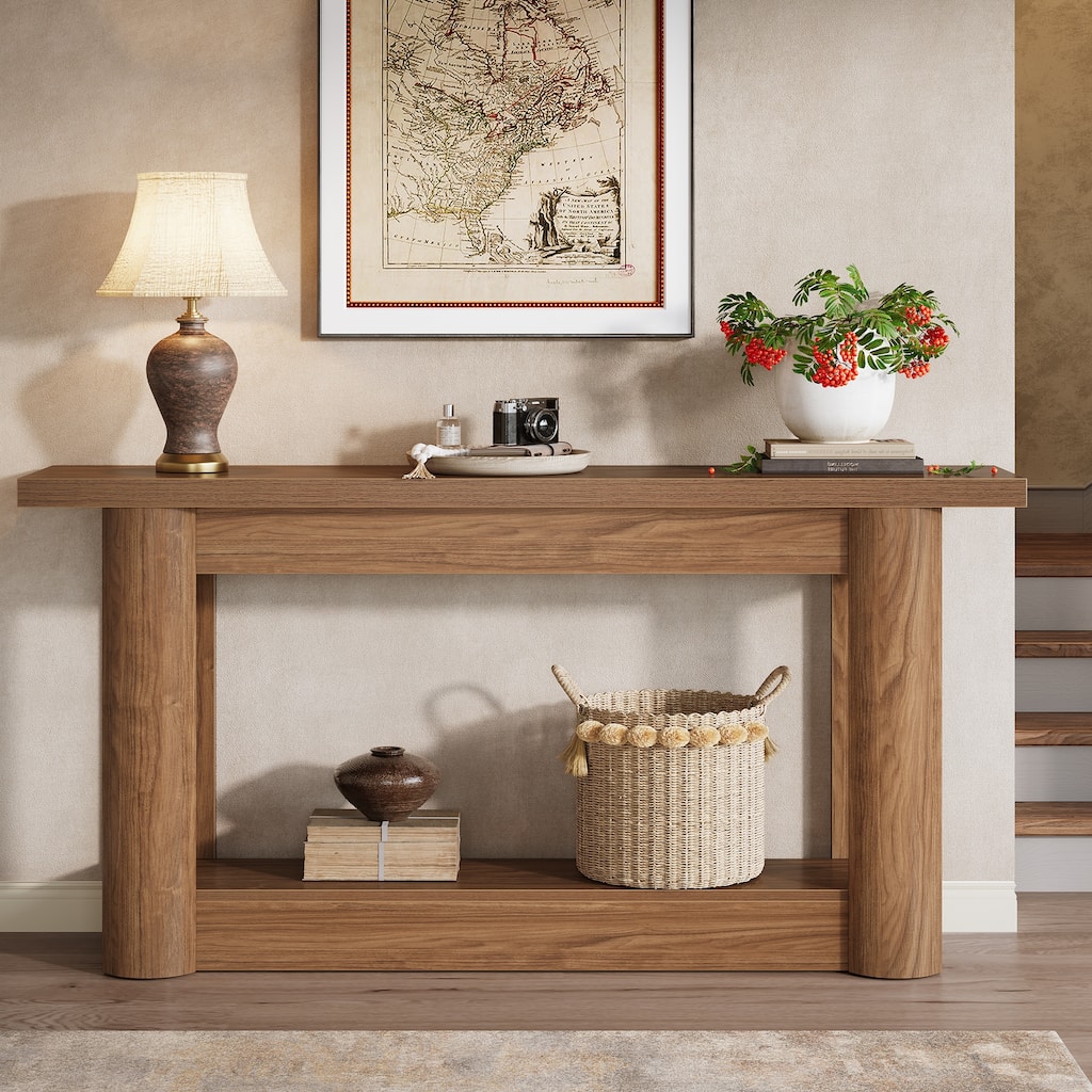 63-Inch Farmhouse Console Table for Entryway, 2-Tier Storage - 62.99" W x 11.81" D x 31.5" H