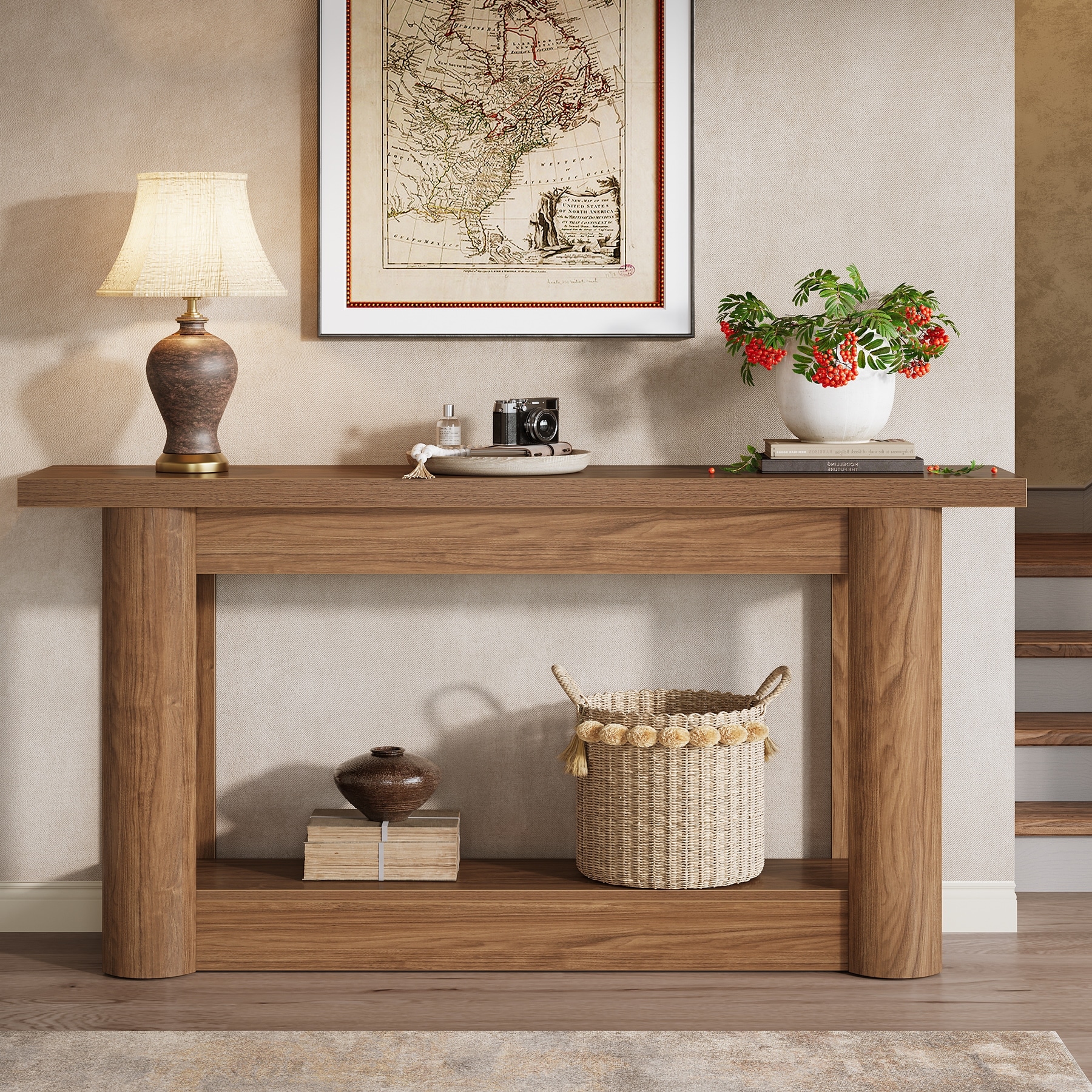 63-Inch Farmhouse Console Table for Entryway, 2-Tier Storage - 62.99" W x 11.81" D x 31.5" H