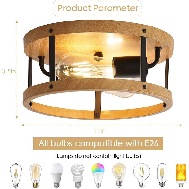 2-light kitchen light wood ceiling light metal hallway light