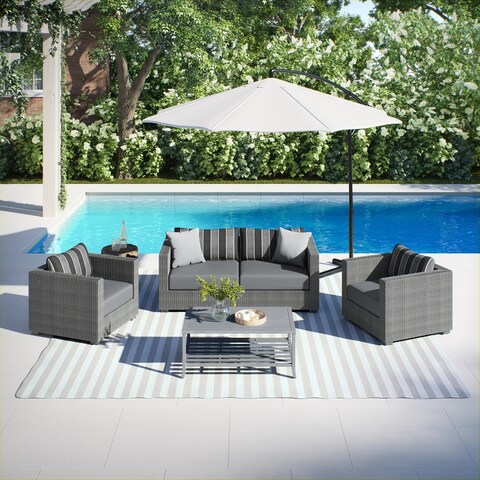 Ove Decors Monaco 4-Piece Conversation Set in Dark Grey
