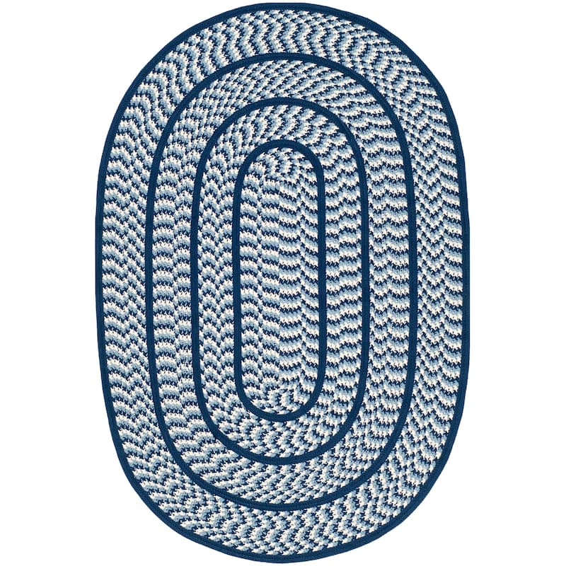 SAFAVIEH, Handmade Braided Jinela Country Rug - 4' x 6' Oval - Ivory/Navy