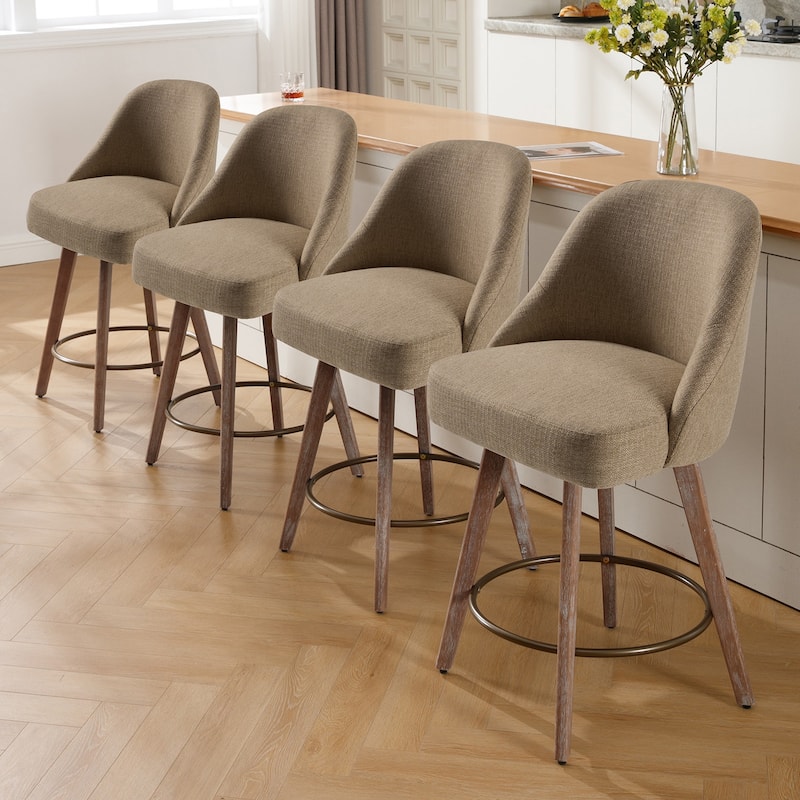 26" Counter Height Swivel Bar Stool, Upholstered Counter Stools - 39.37" (H) x 22.44" (D) x 21.65" (W)