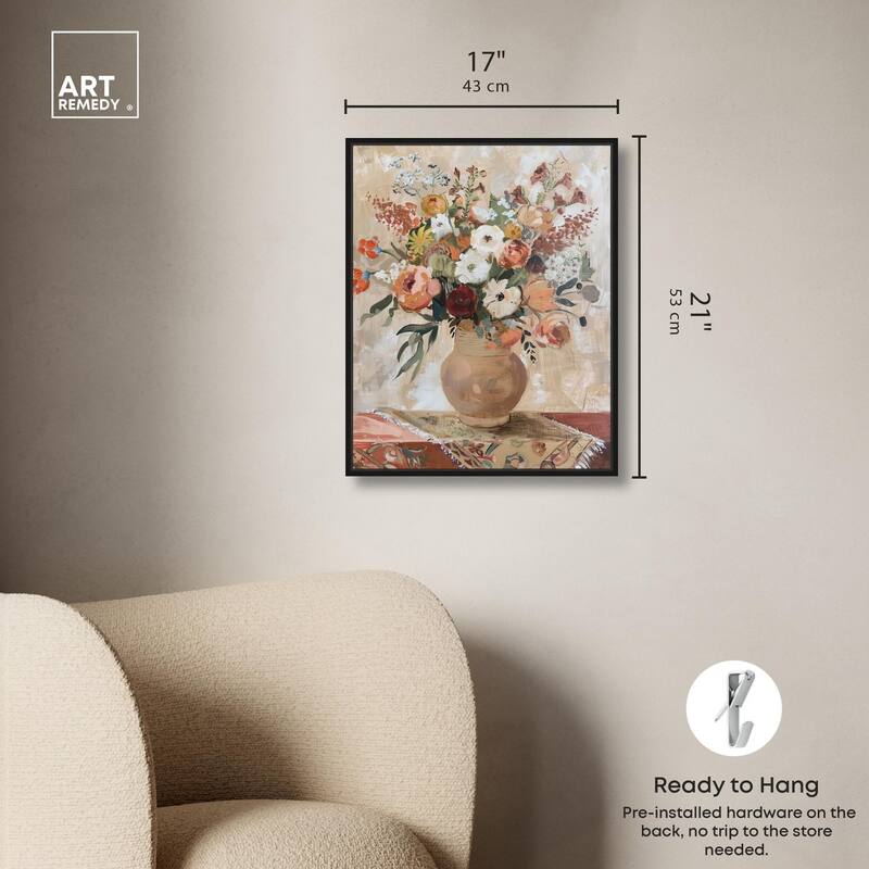 Clay Vase and Flowers Canvas by Art Remedy