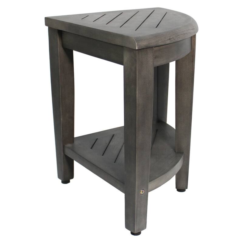CoastalVogue SnazzyCorner Antique Gray 18" Shower Bench with Shelf - 22 - 22